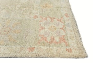 Pastel Brown Floral Oushak Peshawar 10X13 Pakistan Oriental Rug