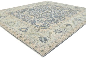 Gray Floral Oushak Peshawar 8'4X9'6 Pakistan Oriental Rug
