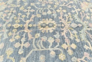 Gray Floral Oushak Peshawar 8'4X9'6 Pakistan Oriental Rug