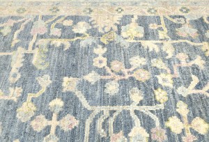 Gray Floral Oushak Peshawar 8'4X9'6 Pakistan Oriental Rug