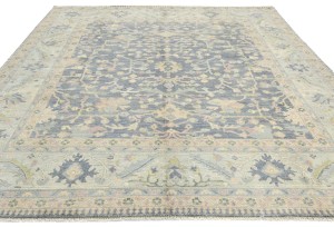 Gray Floral Oushak Peshawar 8'4X9'6 Pakistan Oriental Rug