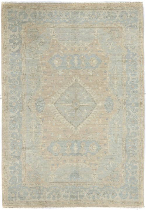 Rusty Beige Floral Oushak Peshawar 6X9 Pakistan Oriental Rug