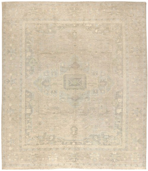 Pastel Brown Floral Oushak Peshawar 12X14 Pakistan Oriental Rug