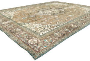 Semi Antique Muted Floral 10X13 Distressed Vintage Oriental Rug