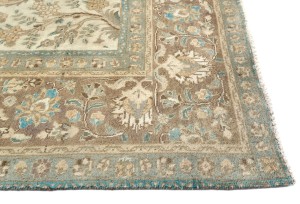 Semi Antique Muted Floral 10X13 Distressed Vintage Oriental Rug