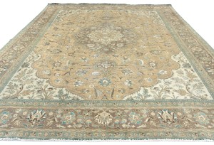 Semi Antique Muted Floral 10X13 Distressed Vintage Oriental Rug