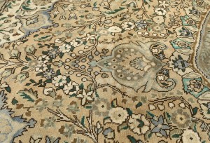 Muted Beige Semi Antique Floral 9'9X12'5 Distressed Vintage Oriental Rug