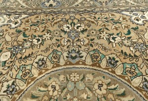 Muted Beige Semi Antique Floral 9'9X12'5 Distressed Vintage Oriental Rug