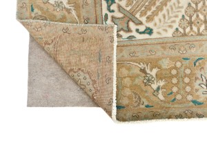 Antique Muted Rusty Peach Floral 10X13 Distressed Vintage Oriental Rug