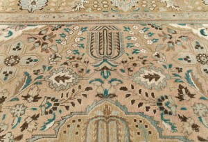 Antique Muted Rusty Peach Floral 10X13 Distressed Vintage Oriental Rug