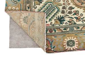 Semi Antique Muted Floral 7X10'5 Distressed Vintage Oriental Rug