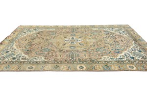 Semi Antique Muted Floral 7X10'5 Distressed Vintage Oriental Rug