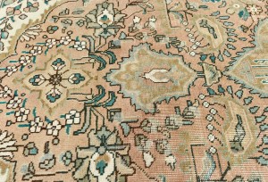 Semi Antique Muted Floral 7X10'5 Distressed Vintage Oriental Rug