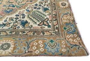 Semi Antique Muted Floral 7X10'5 Distressed Vintage Oriental Rug