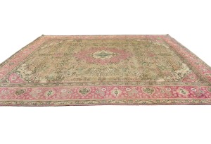 Semi Antique Muted Floral 10X13 Distressed Vintage Oriental Rug