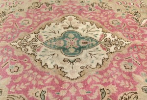 Semi Antique Muted Floral 10X13 Distressed Vintage Oriental Rug