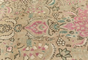 Semi Antique Muted Floral 10X13 Distressed Vintage Oriental Rug
