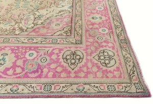 Semi Antique Muted Floral 10X13 Distressed Vintage Oriental Rug