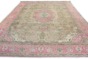 Semi Antique Muted Floral 10X13 Distressed Vintage Oriental Rug