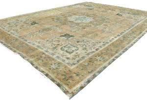Semi Antique Muted Floral 10X13 Distressed Vintage Oriental Rug