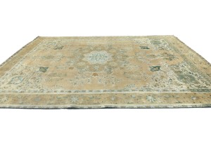 Semi Antique Muted Floral 10X13 Distressed Vintage Oriental Rug