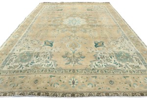 Semi Antique Muted Floral 10X13 Distressed Vintage Oriental Rug