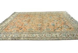 Semi Antique Muted Floral 8'4X10'9 Distressed Vintage Oriental Rug