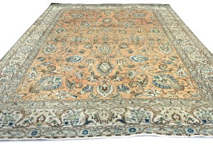 Semi Antique Muted Floral 8'4X10'9 Distressed Vintage Oriental Rug