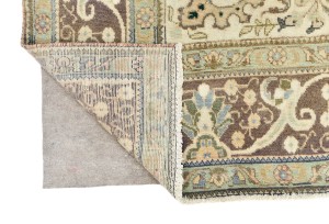 Muted Light Peach Semi Antique Floral 9'9X12'5 Distressed Vintage Oriental Rug