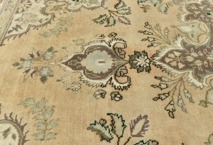 Muted Light Peach Semi Antique Floral 9'9X12'5 Distressed Vintage Oriental Rug