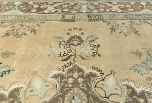 Muted Light Peach Semi Antique Floral 9'9X12'5 Distressed Vintage Oriental Rug