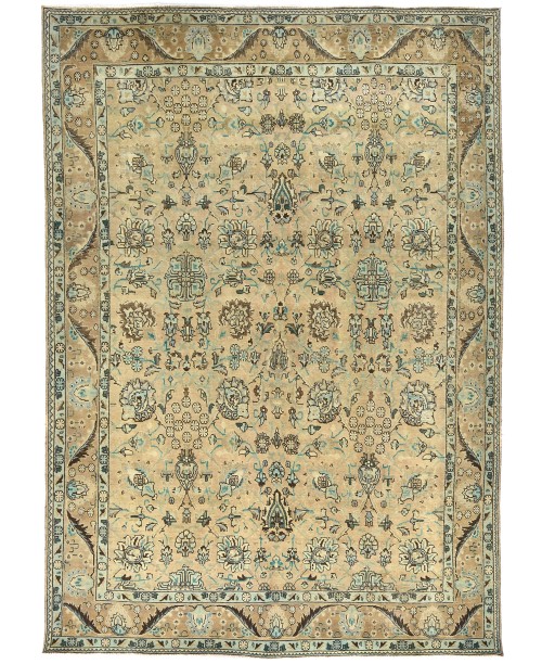 Semi Antique Muted Floral 8X11 Distressed Vintage Oriental Rug