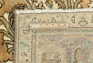 Muted Brown Semi Antique Floral 9'7X12'5 Distressed Vintage Oriental Rug
