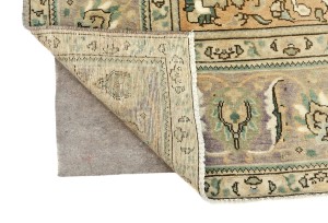Muted Brown Semi Antique Floral 9'7X12'5 Distressed Vintage Oriental Rug