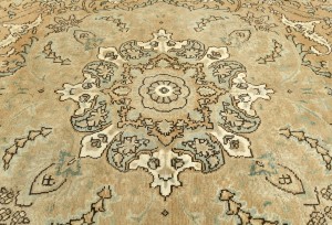 Muted Brown Semi Antique Floral 9'7X12'5 Distressed Vintage Oriental Rug