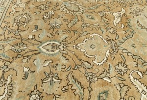 Muted Brown Semi Antique Floral 9'7X12'5 Distressed Vintage Oriental Rug