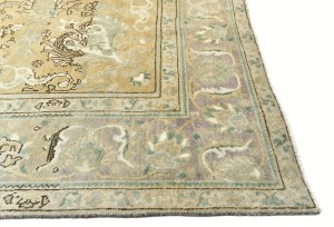 Muted Brown Semi Antique Floral 9'7X12'5 Distressed Vintage Oriental Rug