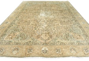 Semi Antique Muted Floral 9X12 Distressed Vintage Oriental Rug