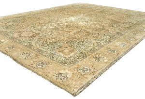 Semi Antique Muted Floral 9X12 Distressed Vintage Oriental Rug
