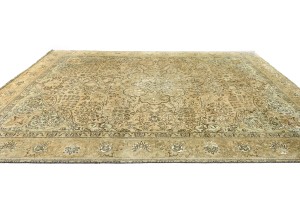 Semi Antique Muted Floral 9X12 Distressed Vintage Oriental Rug