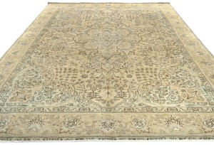 Semi Antique Muted Floral 9X12 Distressed Vintage Oriental Rug