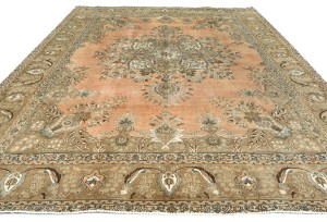Semi Antique Muted Floral 10X12 Distressed Vintage Oriental Rug