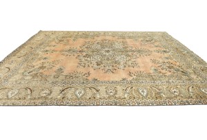 Semi Antique Muted Floral 10X12 Distressed Vintage Oriental Rug