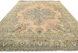 Semi Antique Muted Floral 10X12 Distressed Vintage Oriental Rug