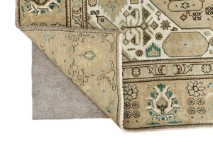 Semi Antique Muted Beige Floral 7'6X10'8 Distressed Vintage Oriental Rug
