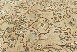 Semi Antique Muted Beige Floral 7'6X10'8 Distressed Vintage Oriental Rug