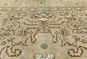 Semi Antique Muted Beige Floral 7'6X10'8 Distressed Vintage Oriental Rug