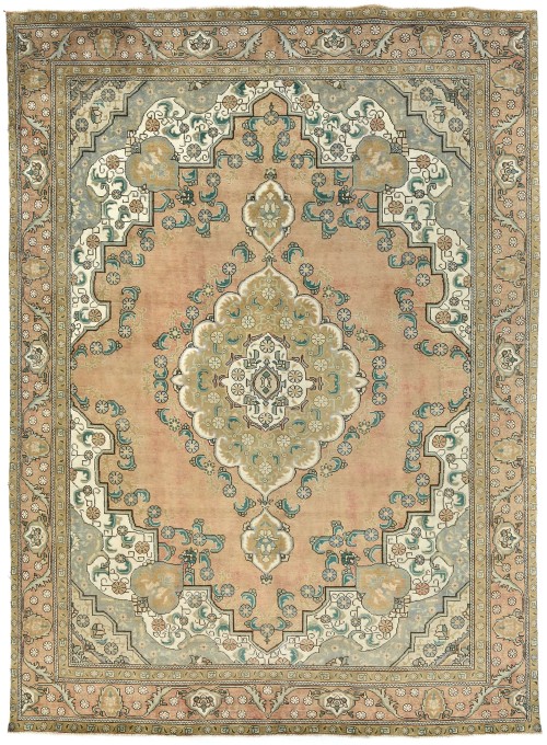 Semi Antique Muted Floral 10X13 Distressed Vintage Oriental Rug