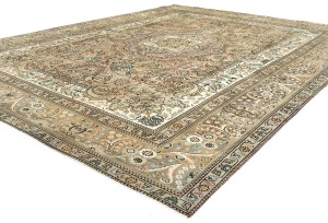 Semi Antique Muted Floral 10X13 Distressed Vintage Oriental Rug