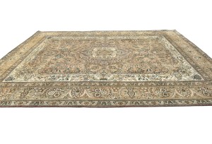 Semi Antique Muted Floral 10X13 Distressed Vintage Oriental Rug